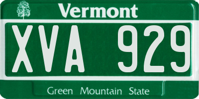 VT license plate XVA929