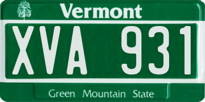 VT license plate XVA931