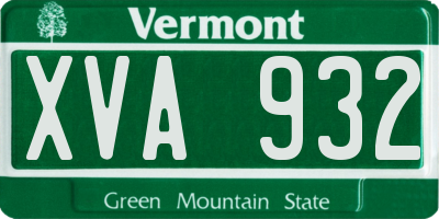 VT license plate XVA932