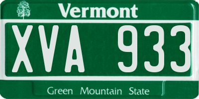 VT license plate XVA933