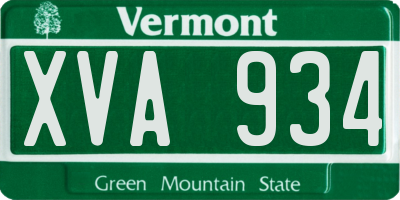 VT license plate XVA934