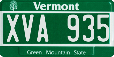 VT license plate XVA935