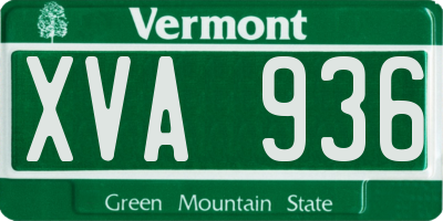 VT license plate XVA936