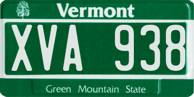 VT license plate XVA938