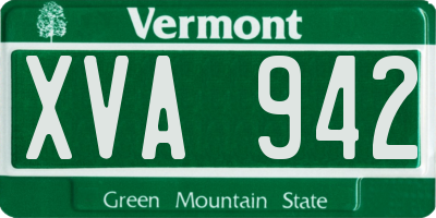 VT license plate XVA942
