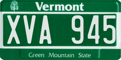 VT license plate XVA945