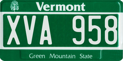 VT license plate XVA958