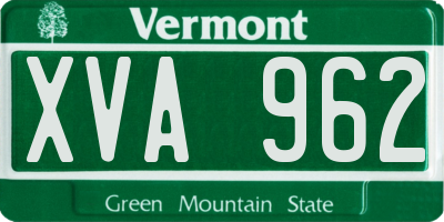 VT license plate XVA962