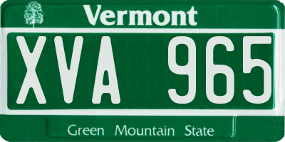 VT license plate XVA965