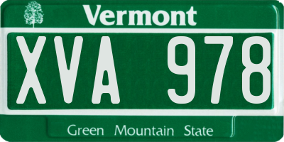 VT license plate XVA978