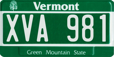 VT license plate XVA981
