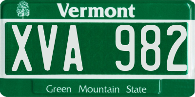 VT license plate XVA982