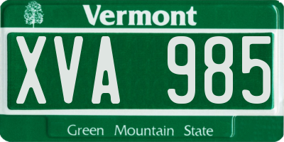 VT license plate XVA985