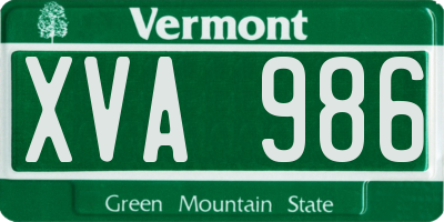 VT license plate XVA986