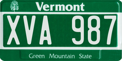 VT license plate XVA987