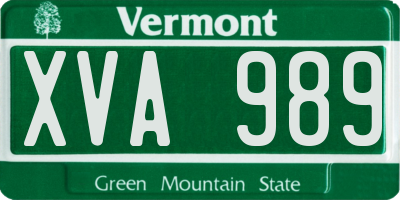 VT license plate XVA989
