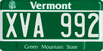 VT license plate XVA992