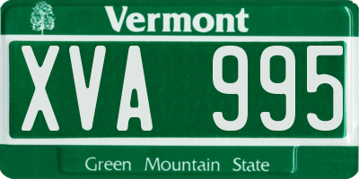 VT license plate XVA995
