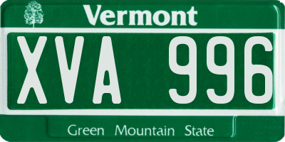 VT license plate XVA996