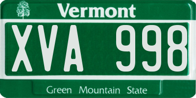 VT license plate XVA998