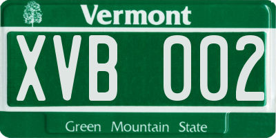 VT license plate XVB002