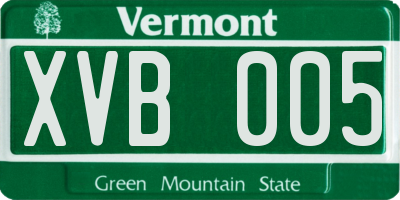 VT license plate XVB005