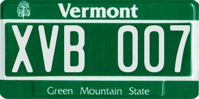 VT license plate XVB007