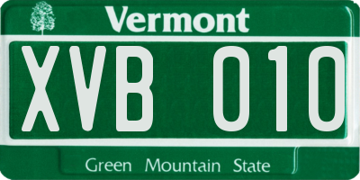 VT license plate XVB010
