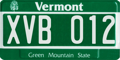 VT license plate XVB012