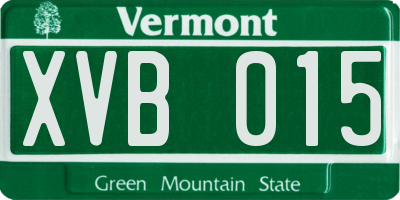 VT license plate XVB015