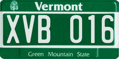 VT license plate XVB016