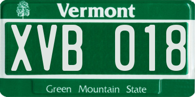 VT license plate XVB018