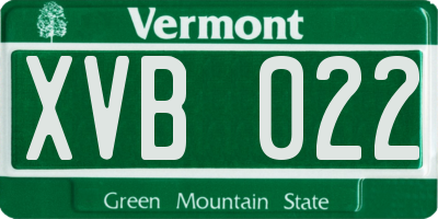 VT license plate XVB022