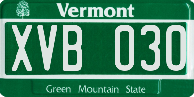 VT license plate XVB030
