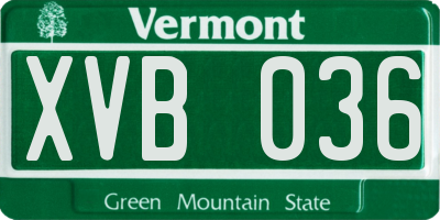 VT license plate XVB036