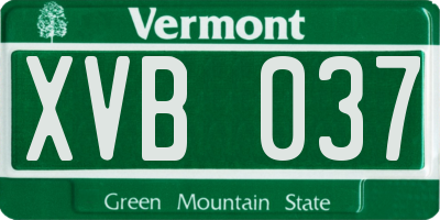 VT license plate XVB037