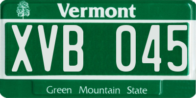 VT license plate XVB045