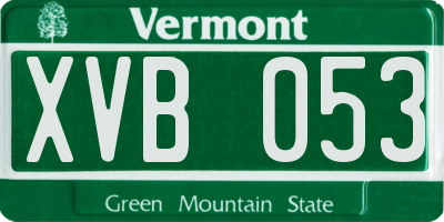 VT license plate XVB053
