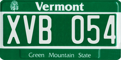 VT license plate XVB054
