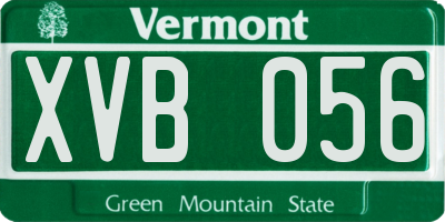 VT license plate XVB056
