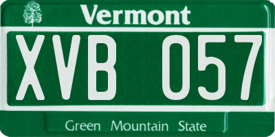 VT license plate XVB057