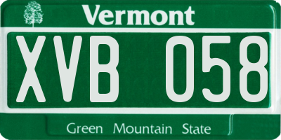 VT license plate XVB058