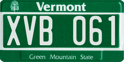 VT license plate XVB061