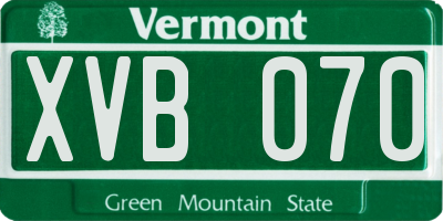 VT license plate XVB070