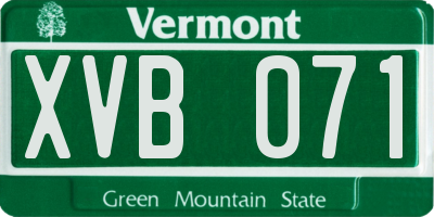 VT license plate XVB071