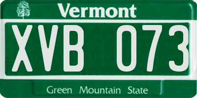 VT license plate XVB073