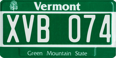 VT license plate XVB074