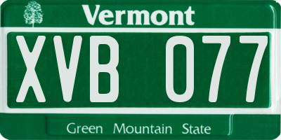 VT license plate XVB077