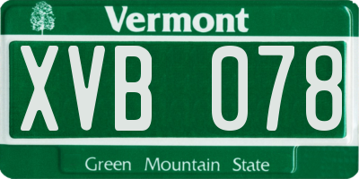 VT license plate XVB078