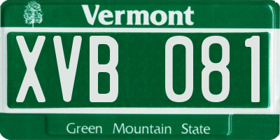 VT license plate XVB081